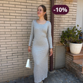 Vestido Largo Gris "Silueta Perfecta"