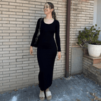 Vestido Largo Negro "Silueta Perfecta" - Femme Finds